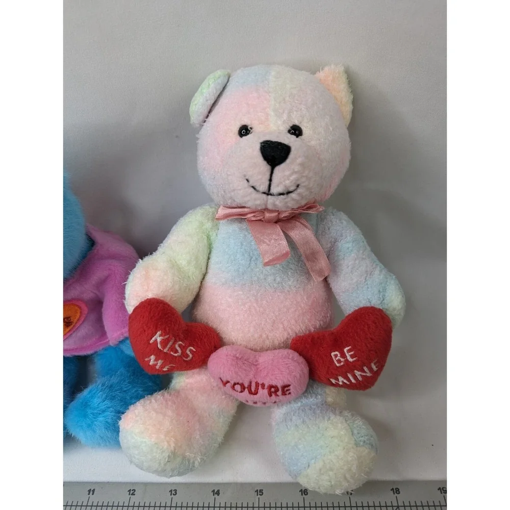 GAC Valentines Bear Plush Lot 1998 Hearts Kiss 8 9 Inch Stuffed Animal‎ Toy